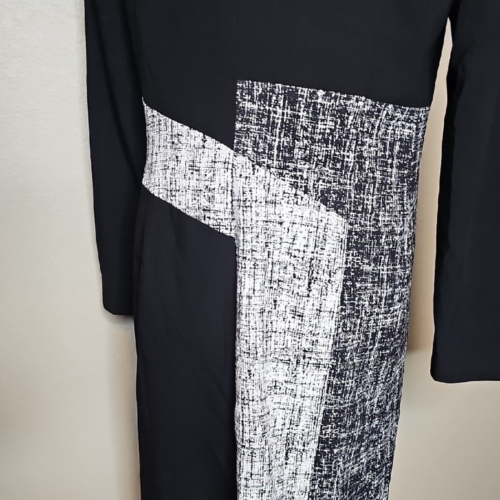 Calvin Klein 6 Colorblock Topper Jacket Suiting Duster‎ Black and White Print - Picture 4 of 10